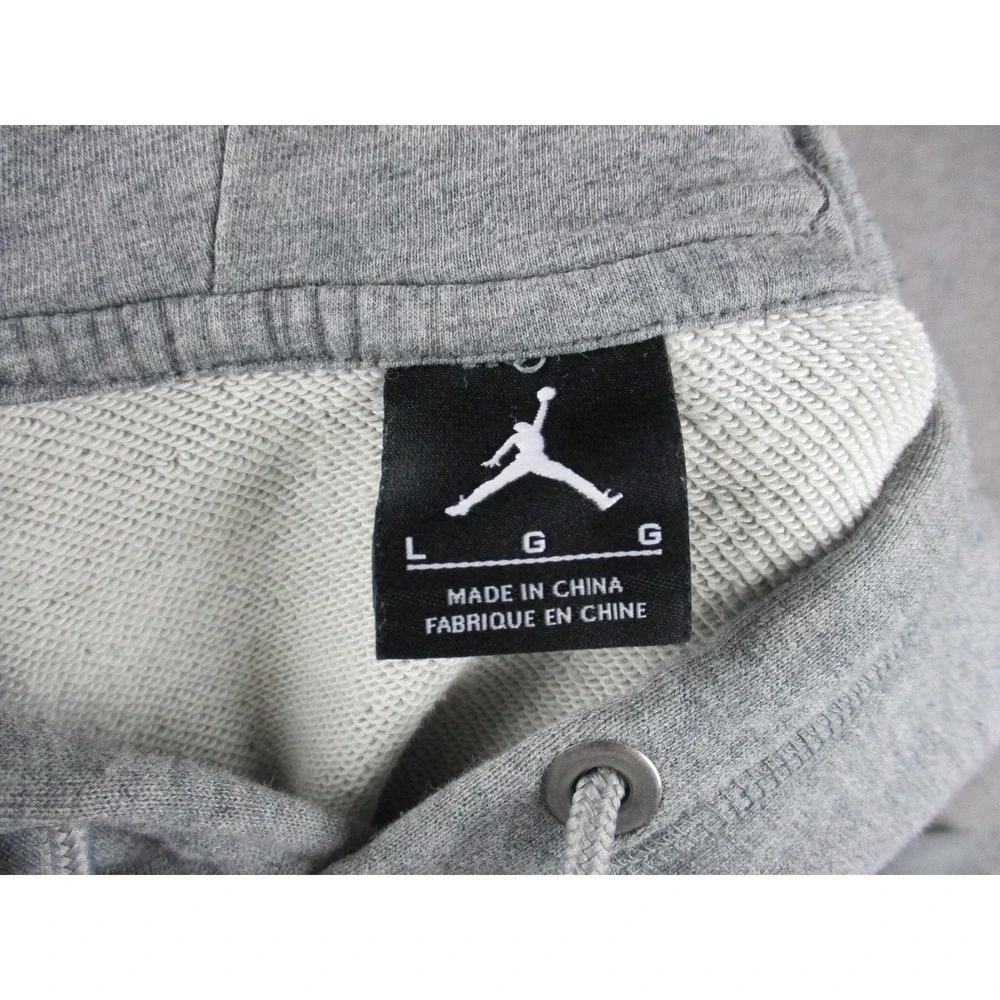 Chicago Bulls Hoodie Sweatshirt Mens Large Gray White NBA Nike Michael Jordan